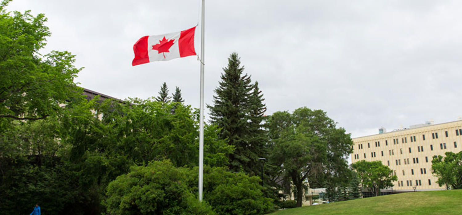 Campus flag at half mast