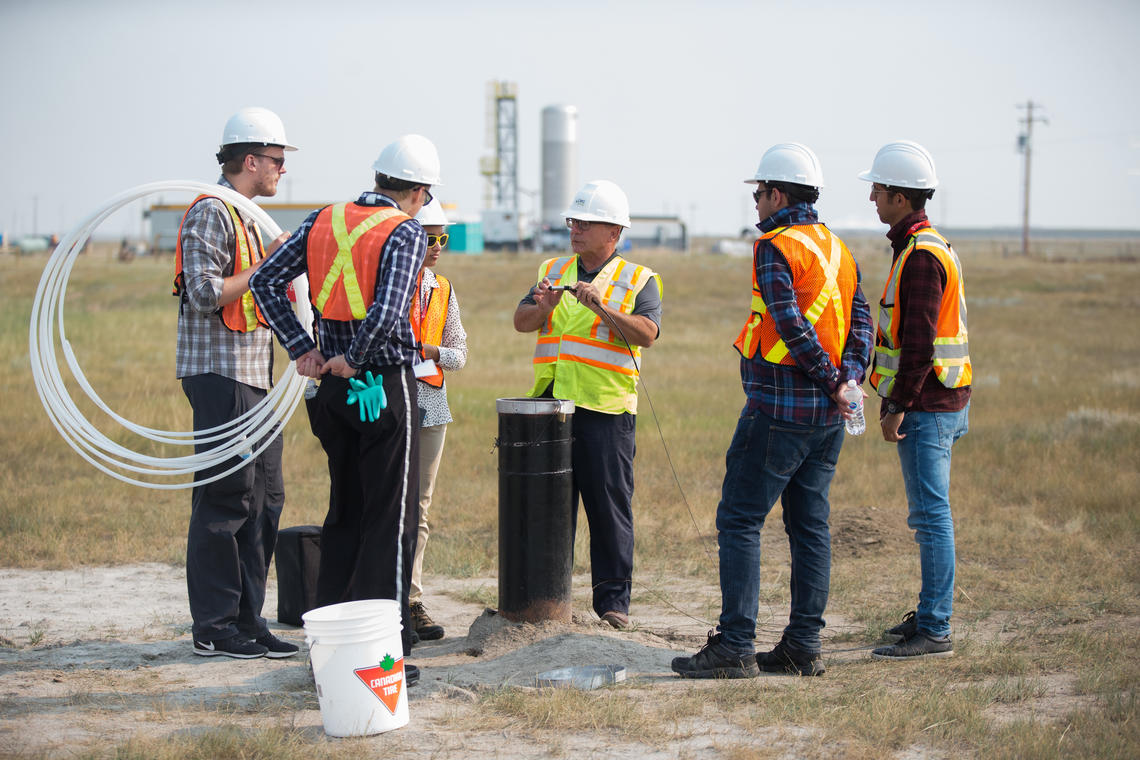 UCalgary and NTNU researchers at the CaMI field research station near Brooks, Alta. 