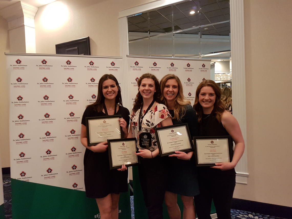 Renée Nutini, Janna Newton, Cassandra Chisholm and Claire Hinse of the Student Medical Response team.