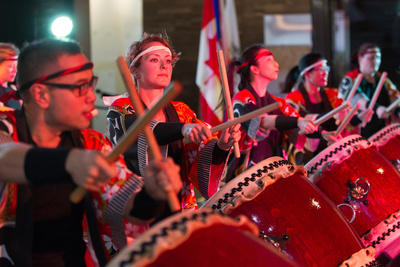 Taiko drummers deliver a mesmerizing, visual performance of rhythm.