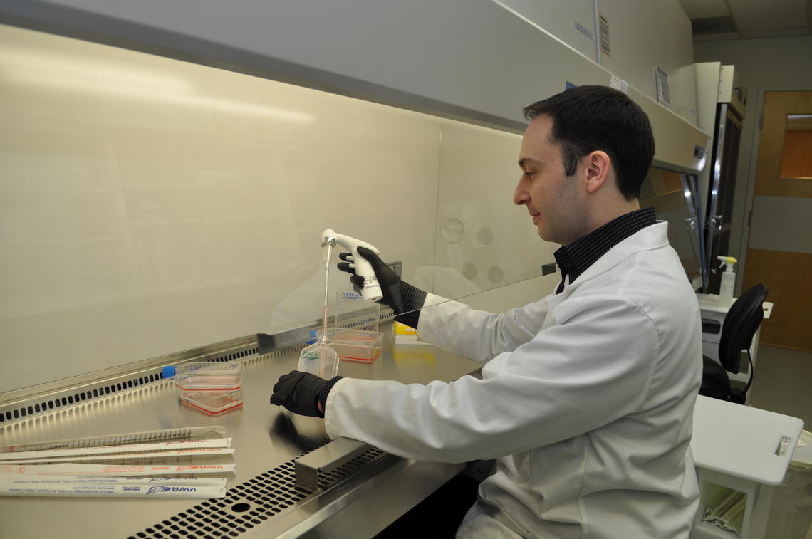 Researcher Dr. Aaron Goodarzi in his University of Calgary lab.