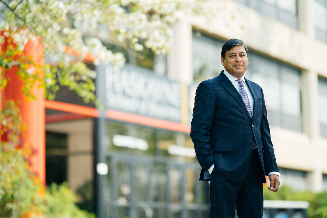 Anup Srivastava is the Haskayne School of Business’s first Canada Research Chair. Photo by Kelly Hofer for the Haskayne School of Business