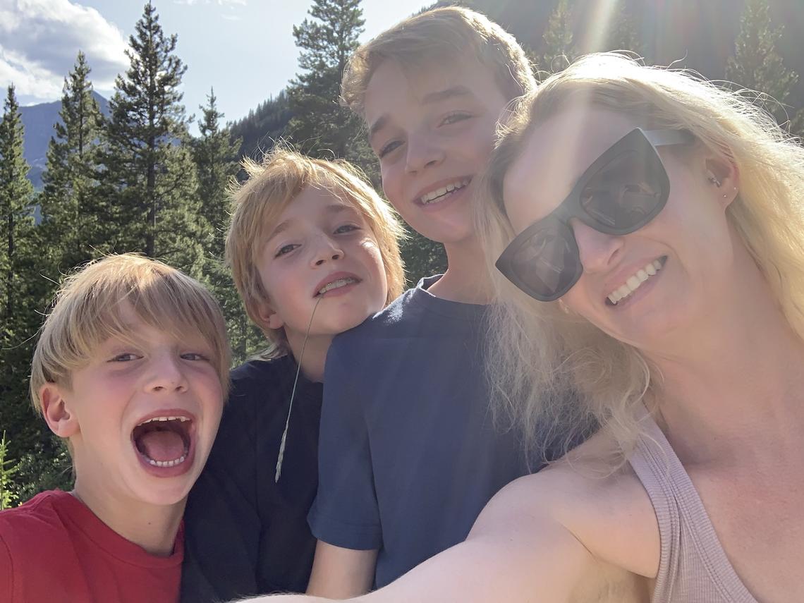 Kathryn Kurylo with her three boys, from left, Micah, Jasper and Jonah. 