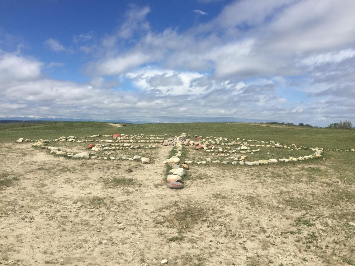 The horizon at Nose Hill aligns with a traditional Medicine Wheel