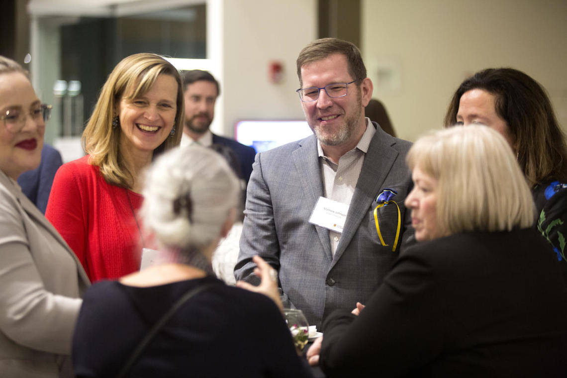 Dr. Mathew Johnson (left) with Dr. Penny Pexman (right) at the January 2020 national gathering for the Carnegie Pilot 