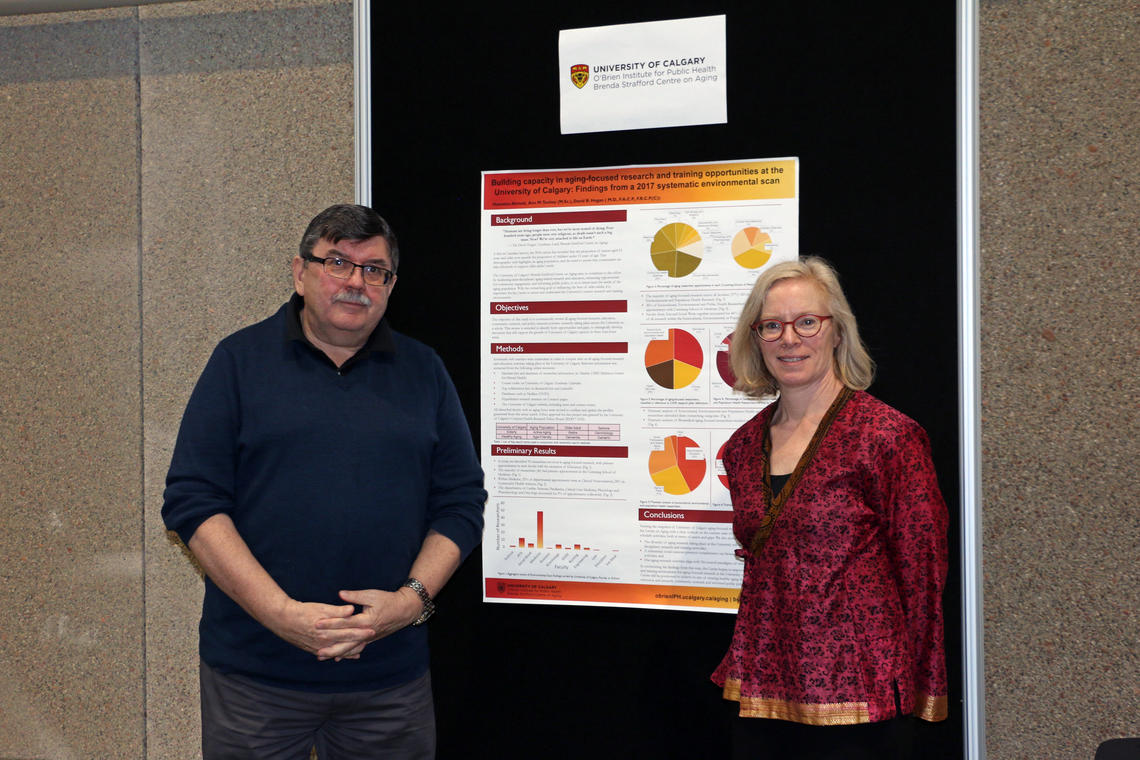 David Hogan, left, and Ann Toohey at an O’Brien Institute for Public Health event in 2019. 