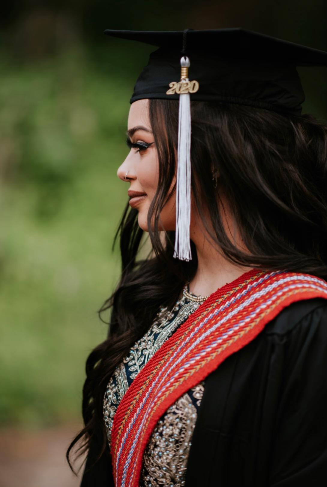Erin Berland with her Metis sash at her high-school graduation.