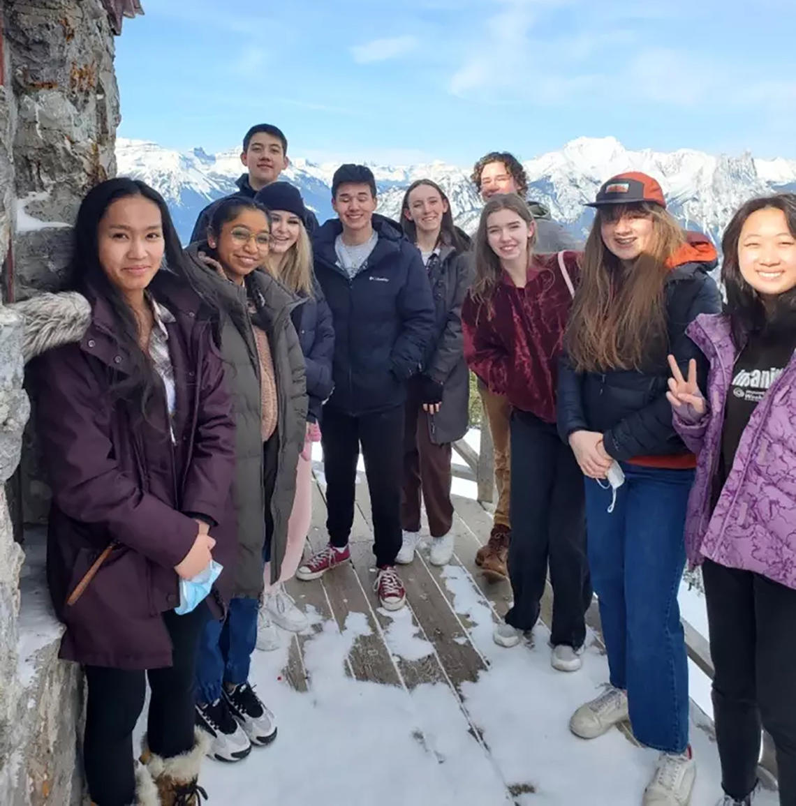 Students with Mountains