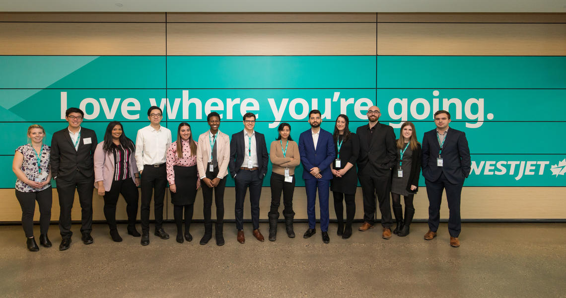 Haskayne Master of Management students during their capstone project at WestJet.