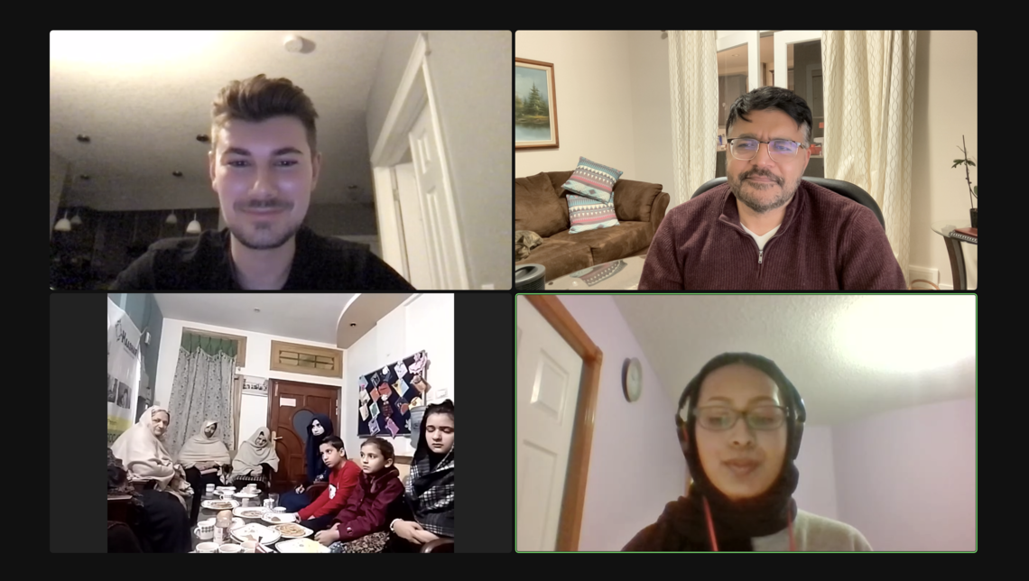 A screenshot of the Zoom session over which the virtual breakfast took place.