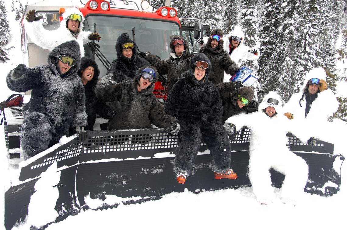 Mike McClay, second from bottom right, with friends at Baldface Lodge near Nelson, B.C.