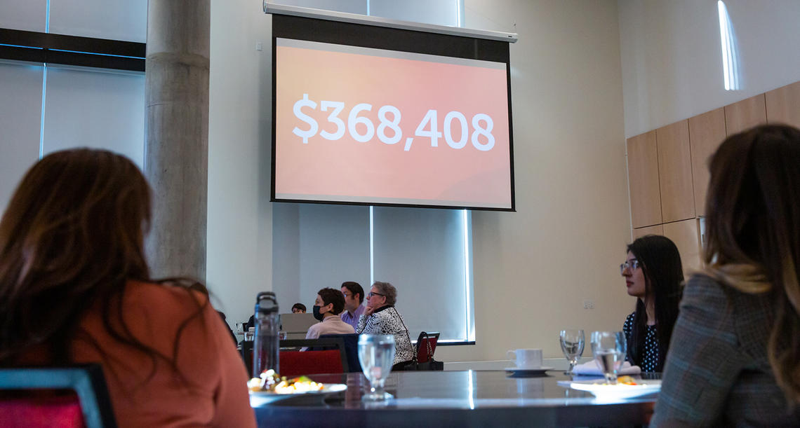 Guests at the United Way Wrap-Up event on Jan. 17 gather to celebrate as 2022 fundraising total is revealed