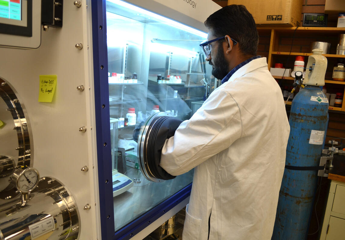 Ketul Patel works in his chemistry lab