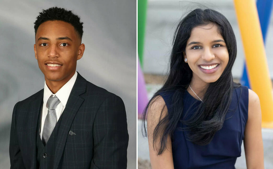 portrait photos of a young man and a young woman