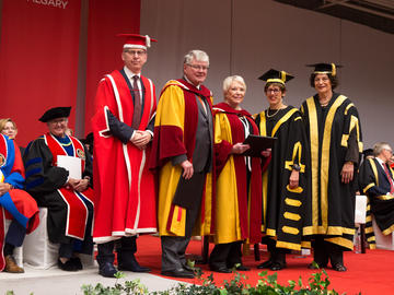 Community leaders and philanthropists Doug and Diane Hunter are awarded honorary degrees.