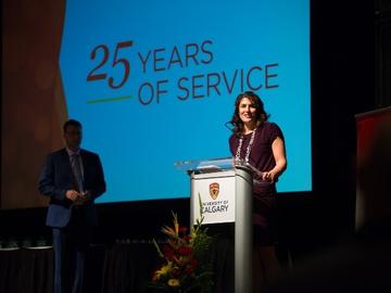 Nuvyn Peters, vice-president of Development and Alumni Engagement, hosted the celebration of employees who began their UCalgary careers 25-years ago in 1994.