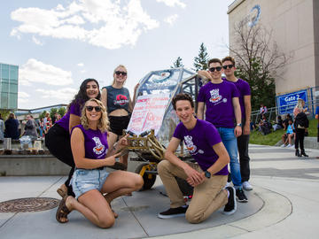 Engineering students show off the Concrete Toboggan during Orientation 2019