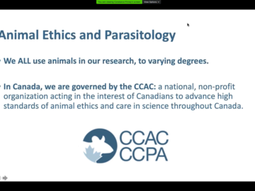 Dr. Constance Finney during the online workshop on animal ethics and parasitology.