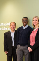 Investigating the effectiveness of the ketogenic diet led researchers at the Cumming School of Medicine to develop a new drug screening method to discover drugs to treat epilepsy. From left: Pediatric neurologist Dr. Jong Rho, postdoctoral fellow and the study's first author Kingsley Ibhazehiebo, and neuroscientist Deborah Kurrasch.