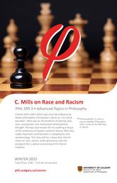 New In-Person Philosophy Course, Winter 2022: PHIL 599.3.  "C. Mills on Race and Racism."