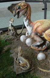 Dinosaur nesting with eggs