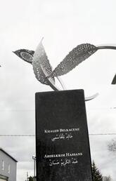 Memorial constructed in memory of the six victims of the Quebec City Mosque attack on January 29, 2017