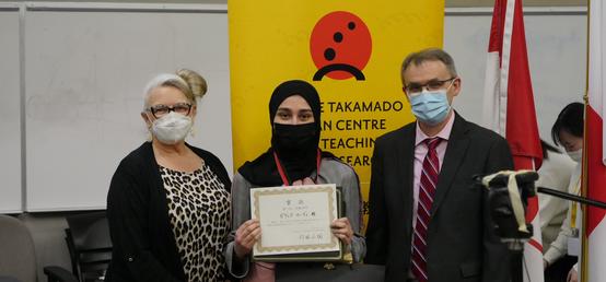 University of Calgary's Ghadeer Mahdi and Luna McDonald take first place in this year's National Japanese Speech Contest