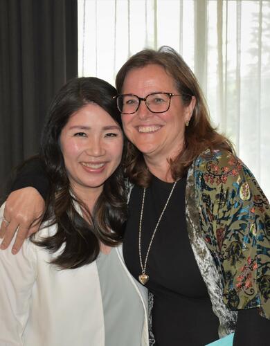 Barb Jones (right) recently retired from a 37-year career in cardiac nursing in Calgary. She is seen her with AHS's Karen Ko at the 2023 Libin Cardiovascular Instiute-Dept.of Cardiac Sciences annual awards event. 