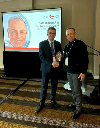 Dr. Dean Traboulsi received the 2023 Outstanding Achievement Award from the Canadian Association of Interventional Cardiologists (CAIC) in 2023.